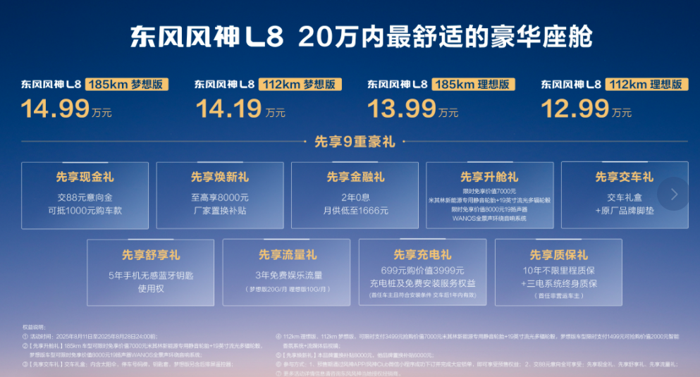 东风风神L8预售12.99万起，百万豪车舒适体验触手可及